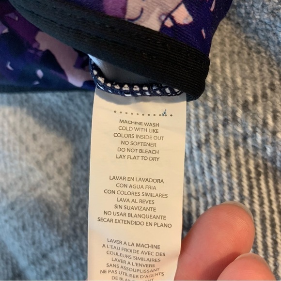 Fabletics Purple and Black Terrazzo Racerback Sports Bra - Picture 3 of 3